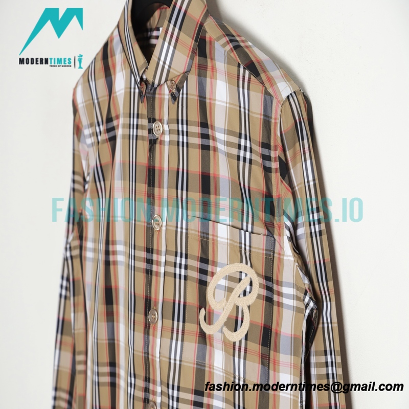 Burberry - New Pocket Embroidered Striped Long-sleeved Shirt T-shirt